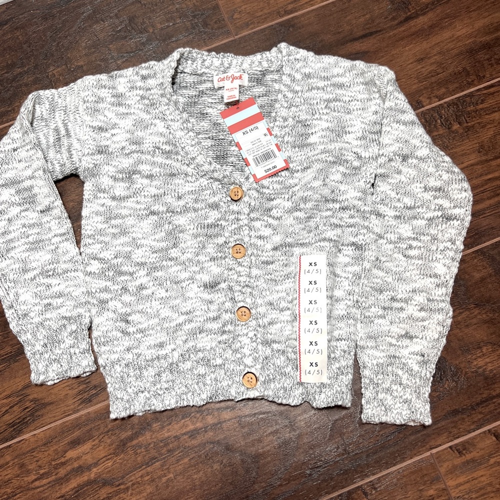 NWT Cat and Jack button up cardigan sweater size  XS 4/5